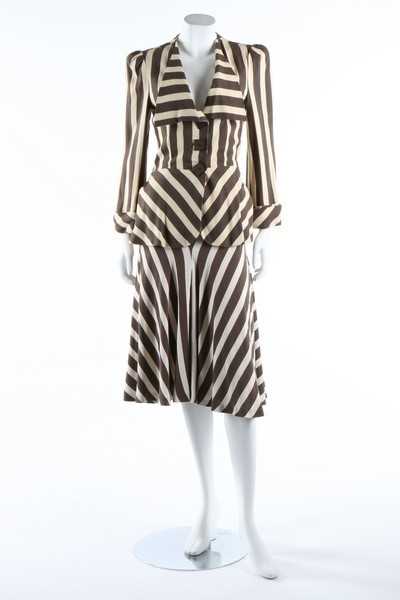 Lot 146 - A Biba striped viyella jacket and skirt, early...