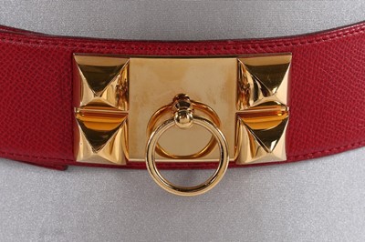 Lot 238 - An Hermès red leather Collier de Chien belt,...