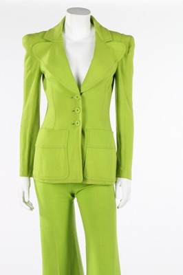 Lot 148 - A Biba acid-green jersey trouser suit, early...