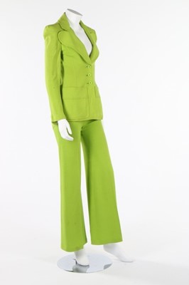 Lot 148 - A Biba acid-green jersey trouser suit, early...