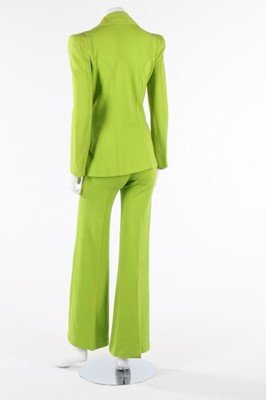 Lot 148 - A Biba acid-green jersey trouser suit, early...