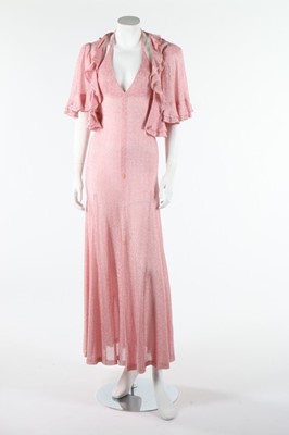 Lot 149 - A Biba pink and silver lurex halter-neck dress...