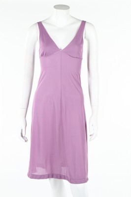 Lot 149 - A Biba pink and silver lurex halter-neck dress...