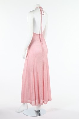 Lot 149 - A Biba pink and silver lurex halter-neck dress...