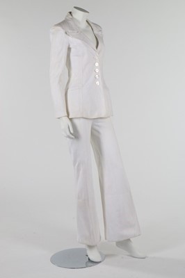 Lot 150 - A Biba white cotton trouser suit, early 1970s,...