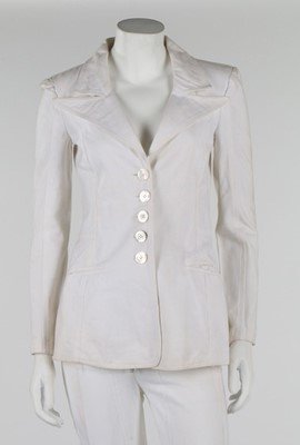 Lot 150 - A Biba white cotton trouser suit, early 1970s,...