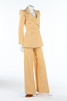 Lot 152 - A Biba apricot grosgrain silk trouser suit,...