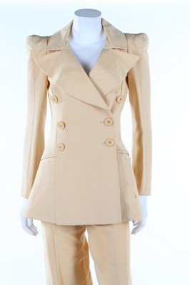 Lot 152 - A Biba apricot grosgrain silk trouser suit,...