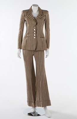 Lot 154 - A Biba brown and white striped cotton canvas...