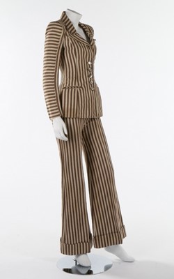 Lot 154 - A Biba brown and white striped cotton canvas...