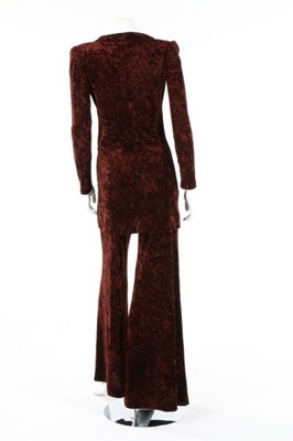 Lot 157 - A Biba brown crushed velvet wrap-over dress,...