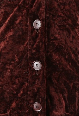 Lot 157 - A Biba brown crushed velvet wrap-over dress,...