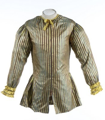 Lot 169 - A wine damask satin lady's bodice, 1770s, with...