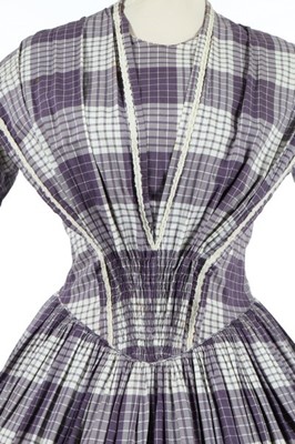 Lot 170 - A printed muslin day dress, late 1840s, with...