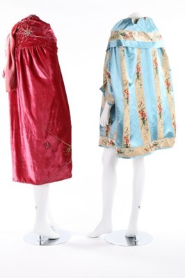 Lot 175 - A rose-pink velvet cape embroidered and beaded...