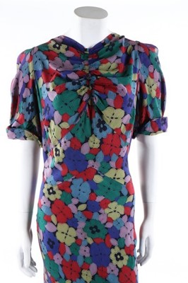Lot 176 - A printed floral crepe garden party gown, mid...