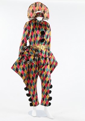 Lot 182 - Printed satin Harlequin and Columbine...