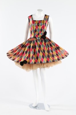 Lot 182 - Printed satin Harlequin and Columbine...