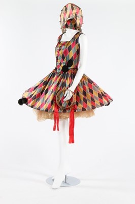 Lot 182 - Printed satin Harlequin and Columbine...