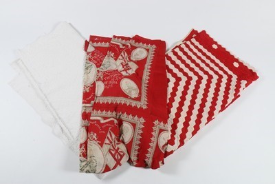 Lot 194 - A scarlet and red hexagonal patchwork quilt,...