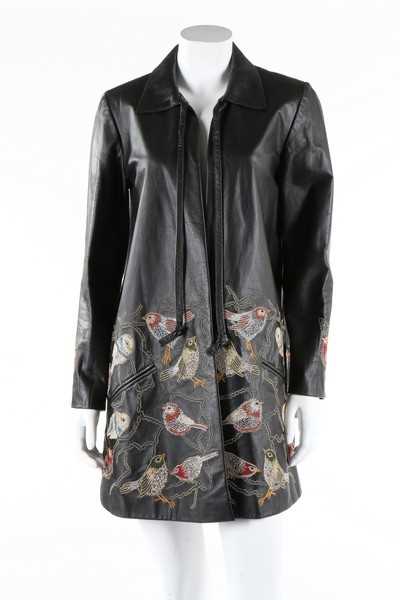 Lot 197 - A John Bates black leather jacket embroidered...