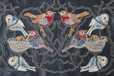 Lot 197 - A John Bates black leather jacket embroidered...