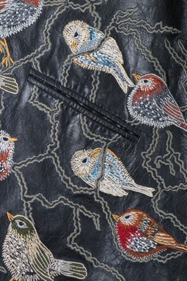 Lot 197 - A John Bates black leather jacket embroidered...