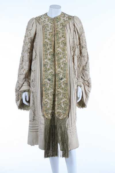 Lot 200 - A Blanche Lebouvier lace and embroidered wool...