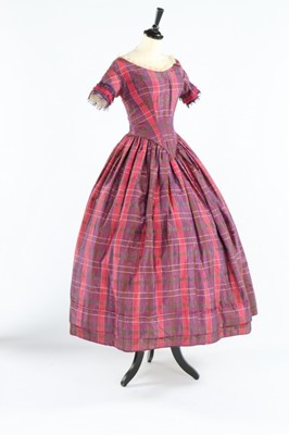 Lot 208 - A tartan taffeta gown with day and evening...