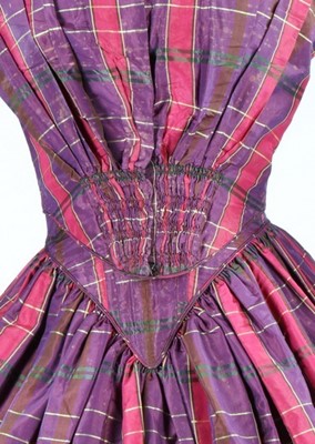 Lot 208 - A tartan taffeta gown with day and evening...