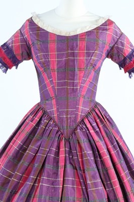 Lot 208 - A tartan taffeta gown with day and evening...
