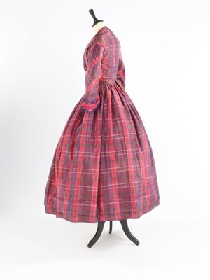 Lot 208 - A tartan taffeta gown with day and evening...