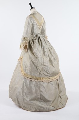 Lot 209 - A striped grey and ivory taffeta gown, late...