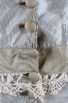 Lot 209 - A striped grey and ivory taffeta gown, late...