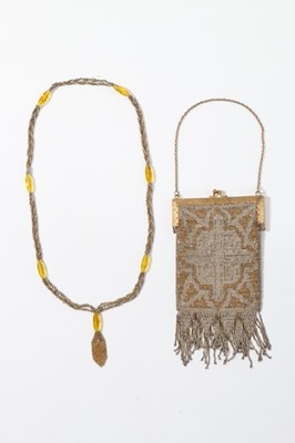 Lot 216 - A beaded yellow muslin flapper dress with...