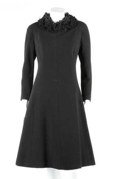 Lot 219 - An Alberto Fabiani couture black wool crepe...