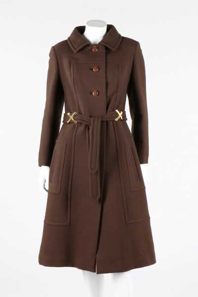 Lot 224 - A Louis Feraud brown wool coat, circa 1970,...
