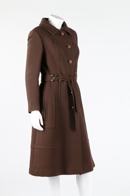 Lot 224 - A Louis Feraud brown wool coat, circa 1970,...