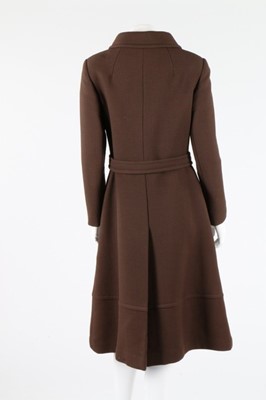 Lot 224 - A Louis Feraud brown wool coat, circa 1970,...