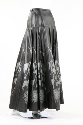 Lot 225 - A Bill Gibb black leather maxi skirt,...