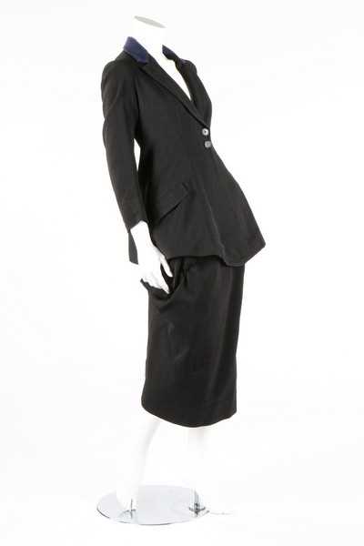 Lot 228 - A steel-grey wool riding habit, comprising:...