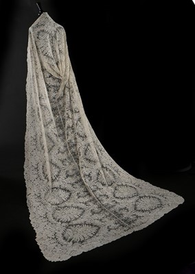 Lot 334 - A fine bridal train or veil of Brussels Point...