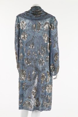 Lot 265 - A good beaded and sequined pale blue muslin...