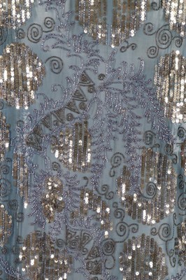 Lot 265 - A good beaded and sequined pale blue muslin...