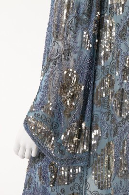 Lot 265 - A good beaded and sequined pale blue muslin...