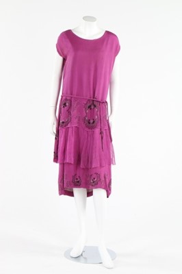 Lot 267 - A black satin dinner dress, circa 1925,...