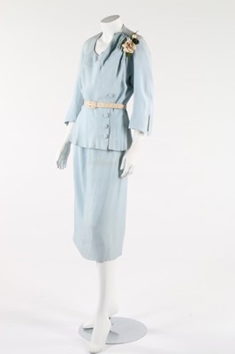 Lot 276 - A Jean Desses couture midnight blue lace...