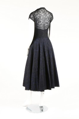 Lot 276 - A Jean Desses couture midnight blue lace...