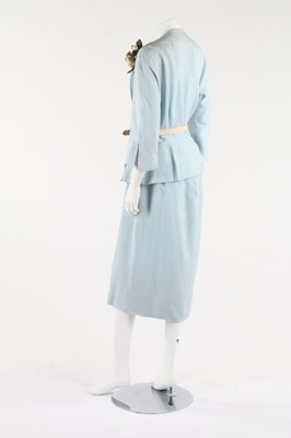 Lot 276 - A Jean Desses couture midnight blue lace...