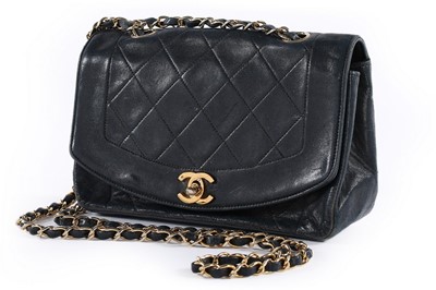 Lot 376 - A Chanel 'Diana' navy quilted lambskin leather...